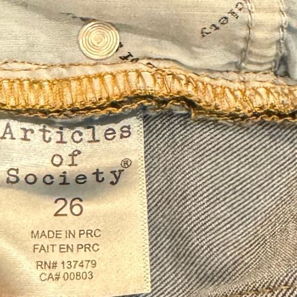 ARTICLES OF SOCIETY SUPER SOFT SPARTA WASH SKINNY JEANS W/ FRAYED HEM SZ 26 - Picture 5 of 7